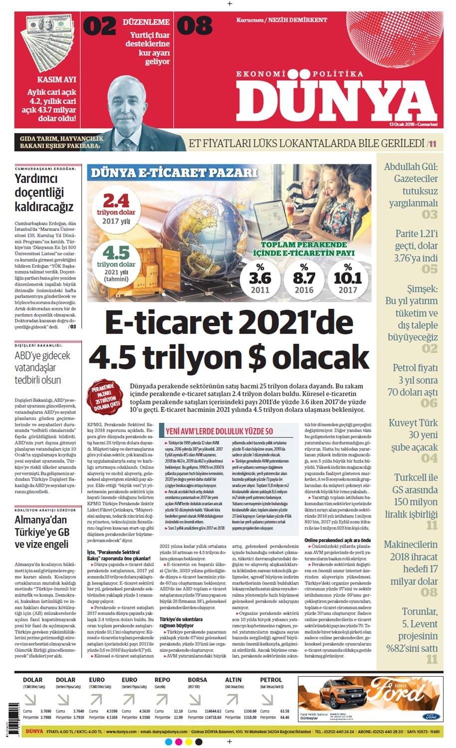 Günün gazete manşetleri (13 Ocak 2018) - Resim: 1