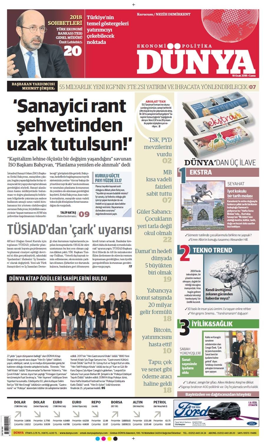 Günün gazete manşetleri (19 Ocak 2018) - Resim: 1