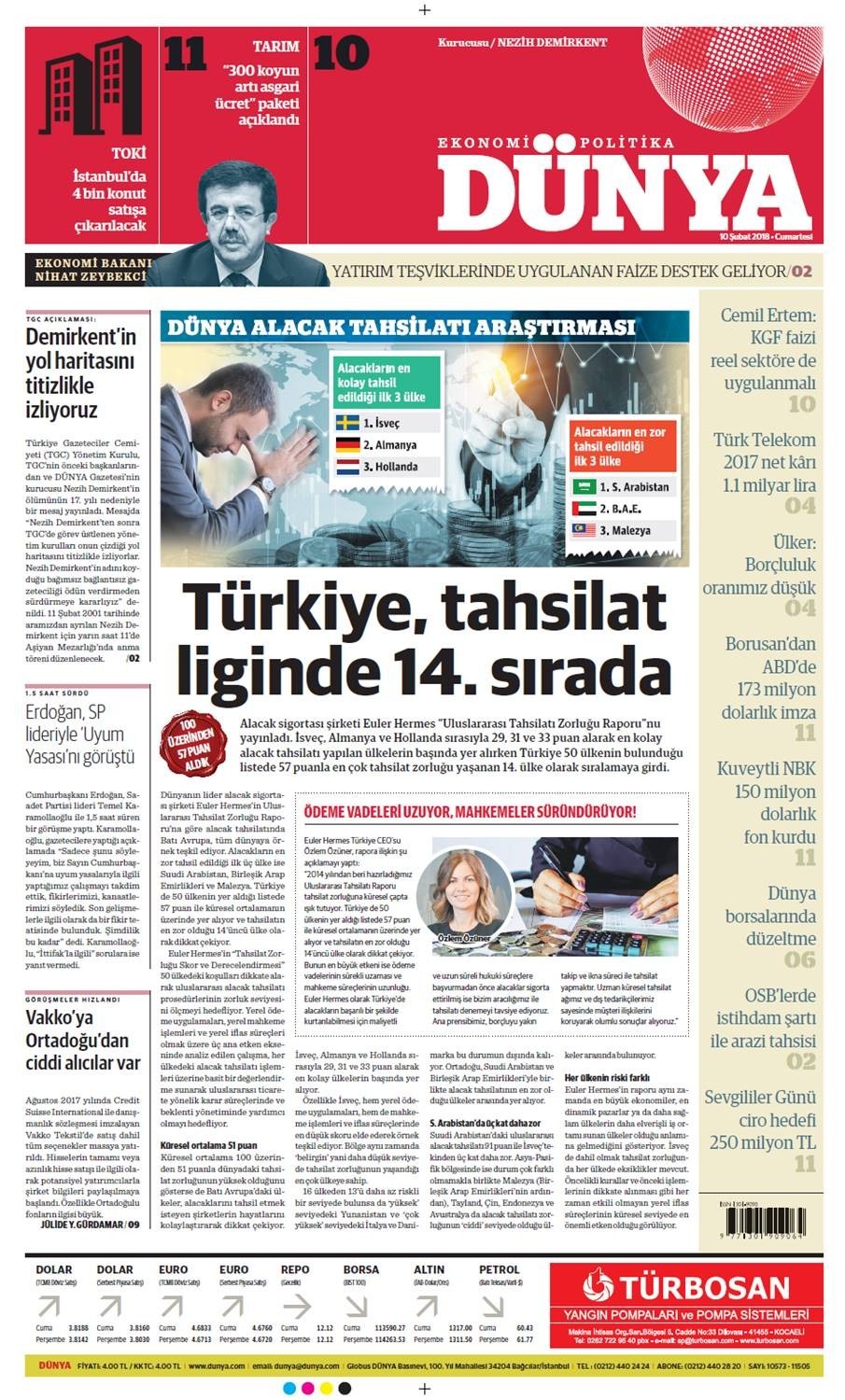 Günün gazete manşetleri (10 Şubat 2018) - Resim: 1