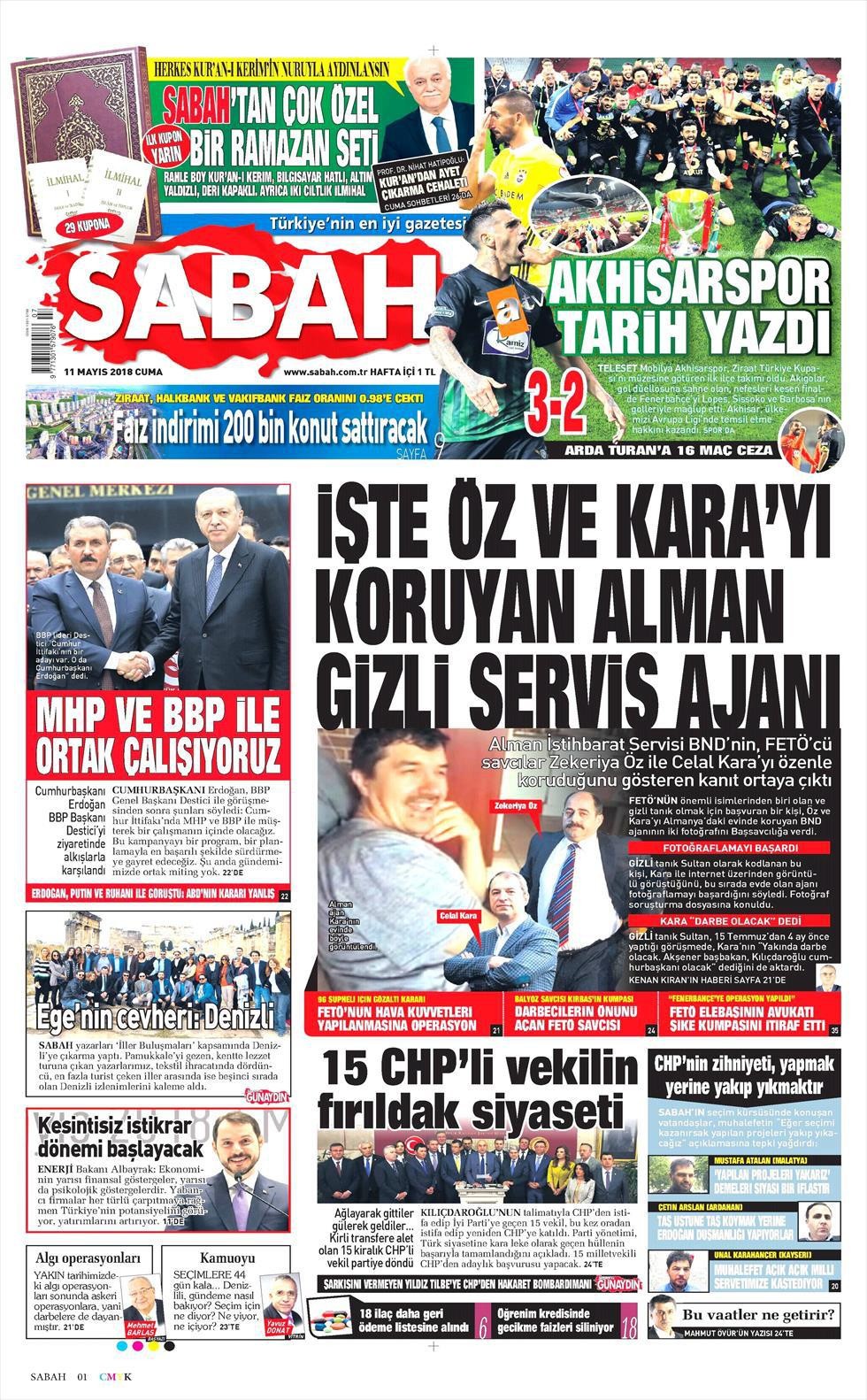 Günün gazete manşetleri (11 Mayıs 2018) - Resim: 3