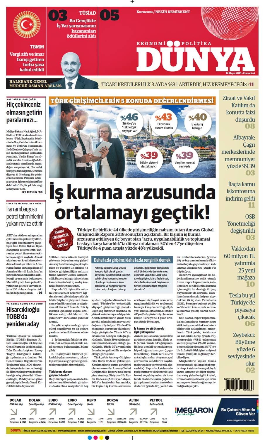 Günün gazete manşetleri (12 Mayıs 2018) - Resim: 1
