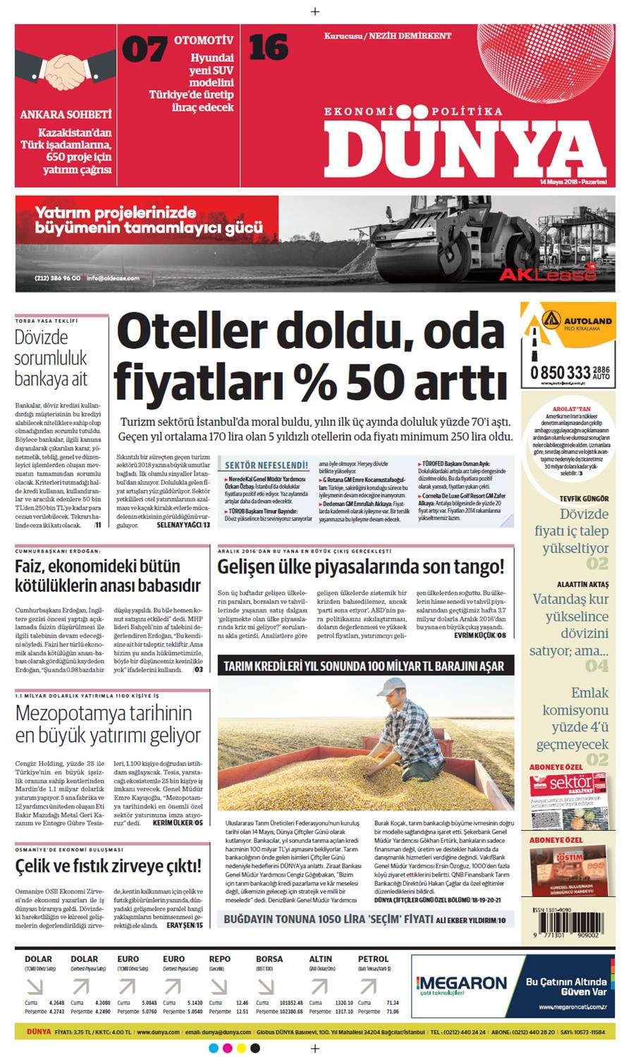 Günün gazete manşetleri (14 Mayıs 2018) - Resim: 1