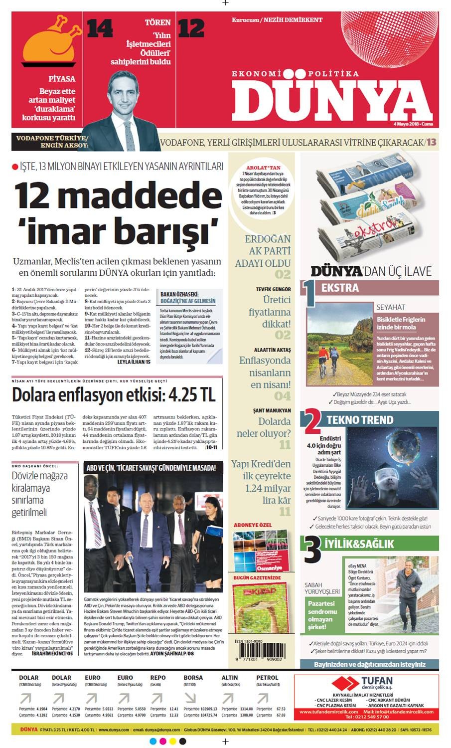 Günün gazete manşetleri (4 Mayıs 2018) - Resim: 1