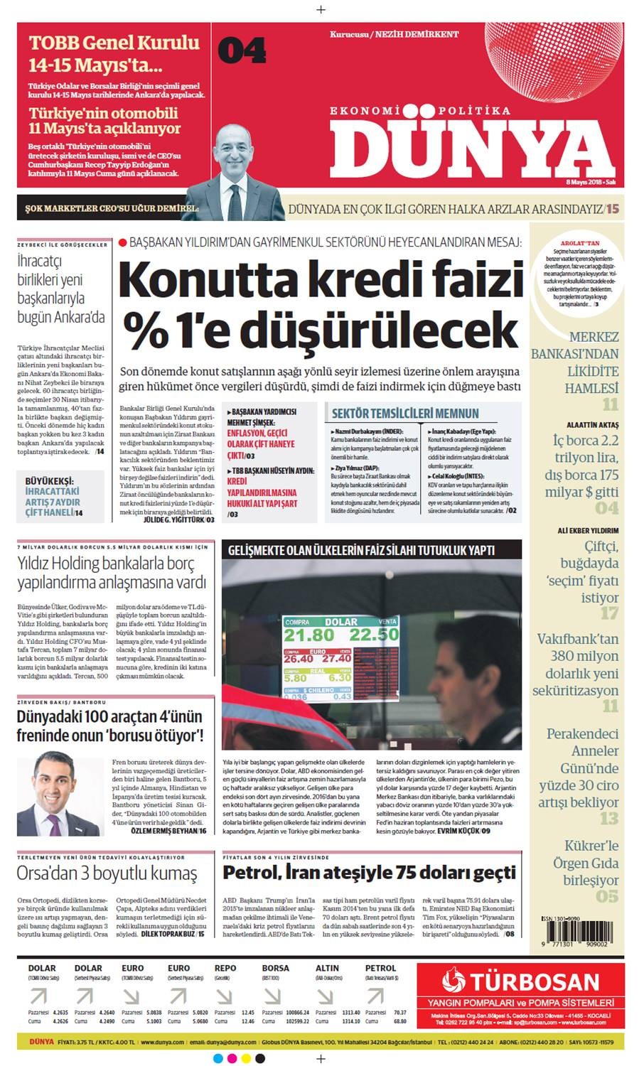 Günün gazete manşetleri (8 Mayıs 2018) - Resim: 1