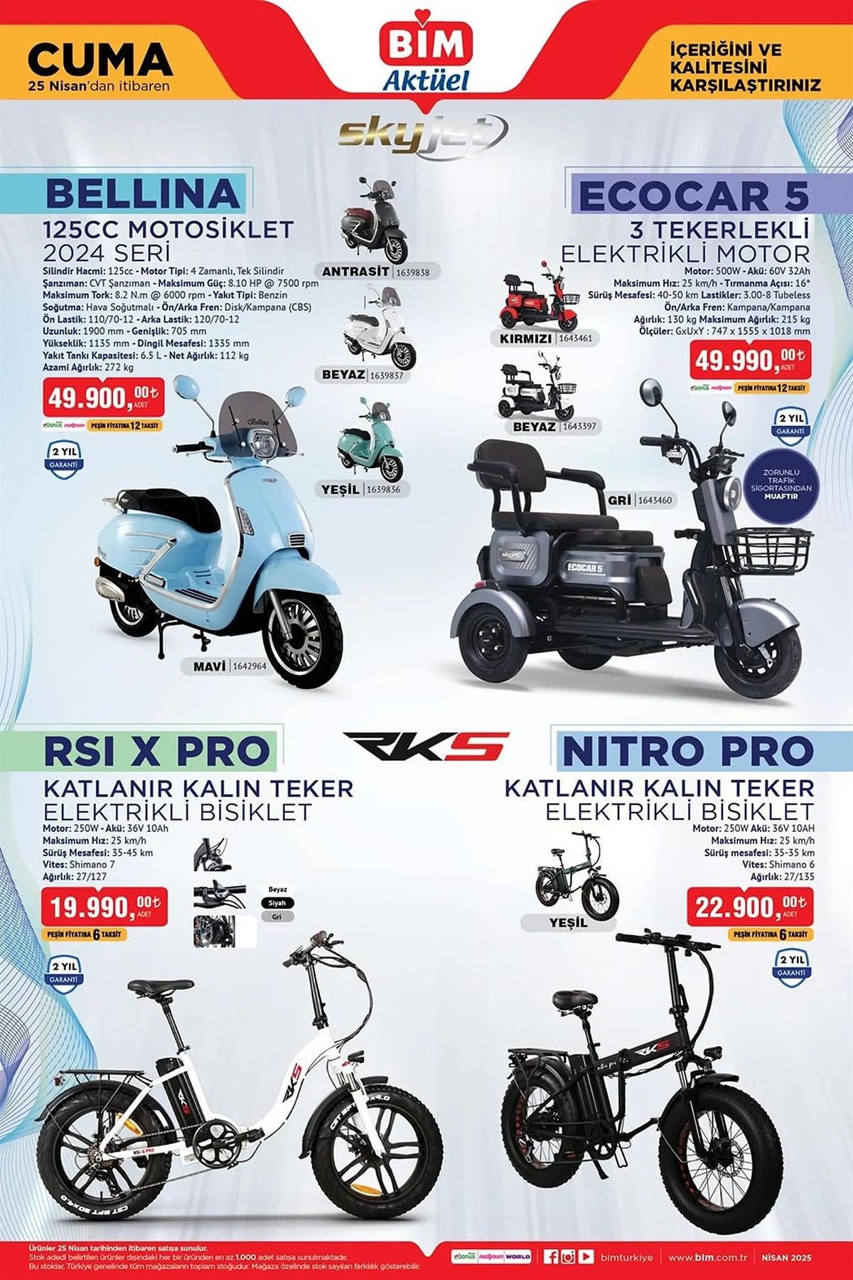 BİM 22-25 NİSAN 2025 AKTÜEL KATALOĞU: BİM'e 3 tekerlekli elektrikli motor geliyor! - Resim: 5