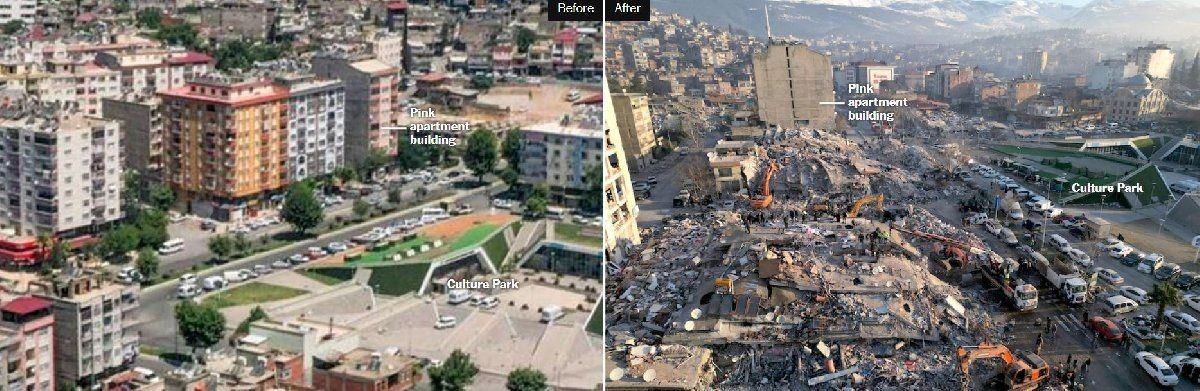 Kahramanmaraş'ta depremden öncesi ve depremden sonrası... Büyük yıkım gözler önüne serildi - Resim: 4