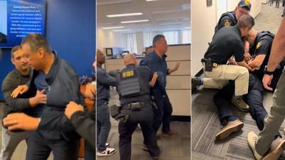 California Senatörü Padilla, yaka paça gözaltına alındı