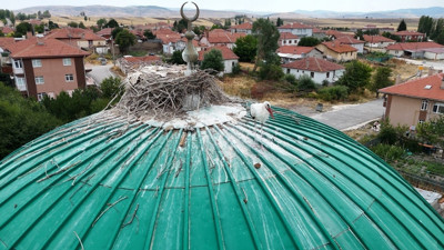 Leyleklerin müdavimi olduğu cami! Kubbesi yıllardır yuva