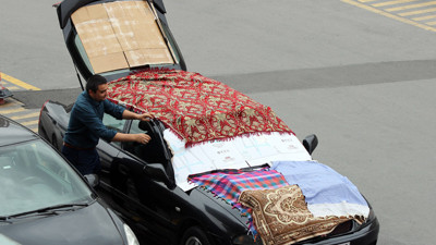 Araçlara kilimli, paspaslı, ambalajlı dolu önlemi