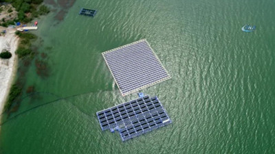 Türkiye’nin ilk Yüzer Güneş Enerji Santrali havadan görüntülendi