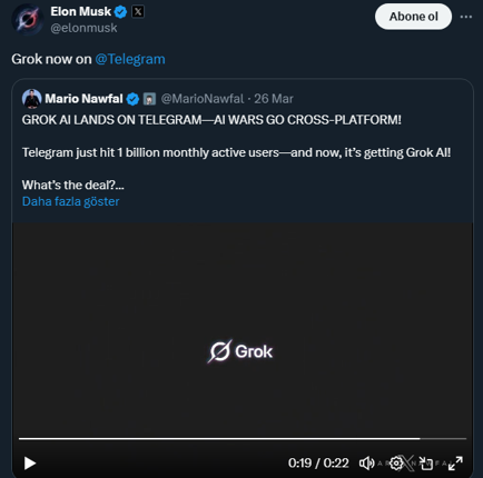 Microsoft'un yapay zeka adımından sonra Elon Musk'tan hamle! Grok Telegram’a entegre edildi - Resim : 1