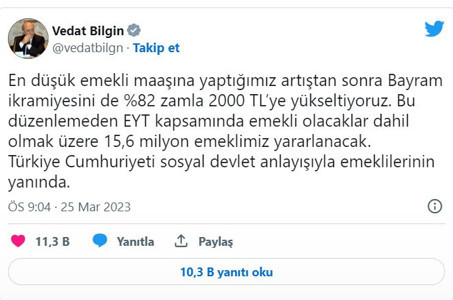 Bakan Bilgin'den bayram ikramiye müjdesi - Resim : 1