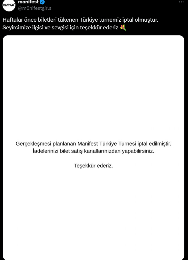 Manifest’in Türkiye turnesi iptal edildi! - Resim : 1