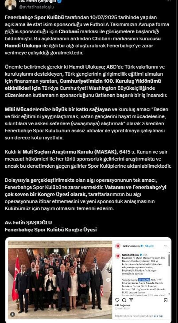Fenerbahçe'de sponsor krizi! Chobani ile masaya oturuldu, taraftar tepki gösterdi! İşte tüm detaylar... - Resim : 2