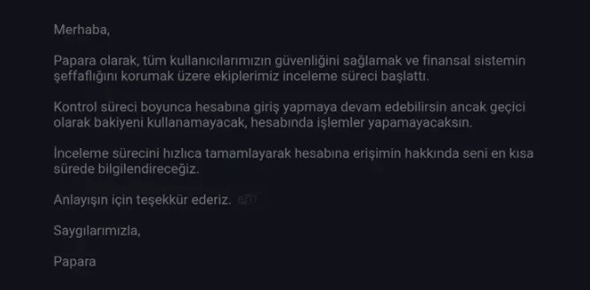 Papara inceleme başlattı! Bazı hesaplara kısıtlama getirildi - Resim : 2