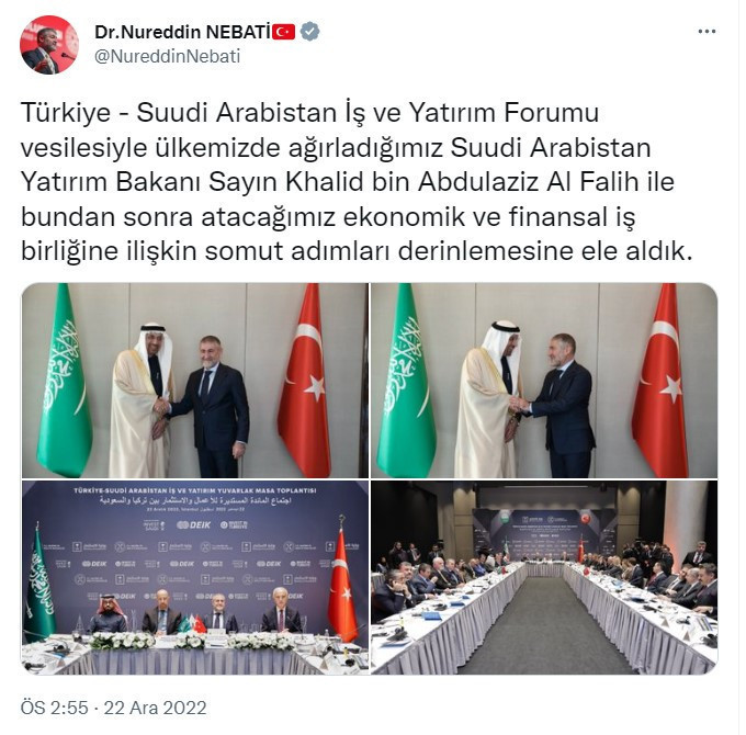 Hazine Bakanı Nebati ile Suudi Bakan el-Falih'den iki ülkenin iş insanları için masaya oturdu - Resim : 1