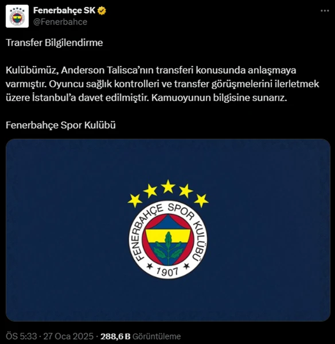 Talisca İstanbul'a geliyor! Fenerbahçe son gelişmeyi açıkladı - Resim : 1