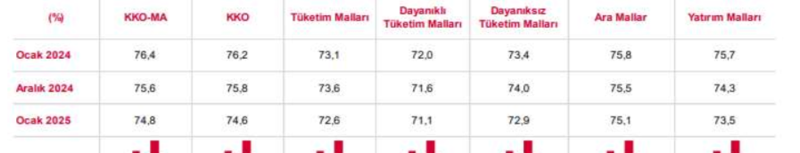 Kapasite kullanım oranı ocak ayında 0,8 puan azaldı:  22 ayın en düşüğüne indi - Resim : 1