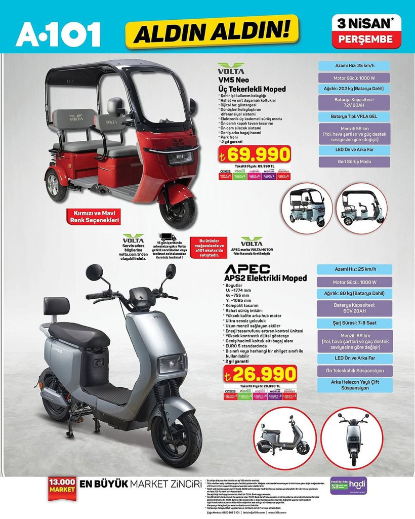 A101 3 NİSAN 2025 ALDIN ALDIN KATALOĞU: A101'e elektrikli moped geliyor! - Resim: 1