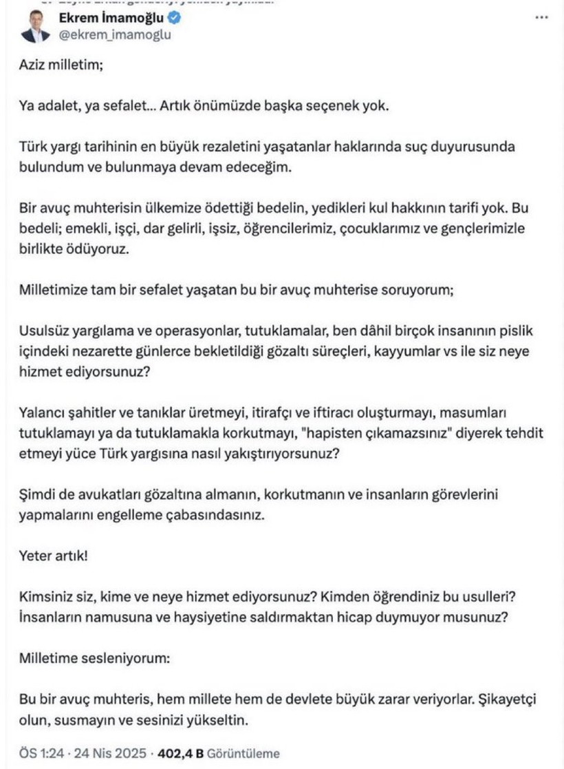 Son dakika: İletişim Başkanlığı açıkladı! İmamoğlu'na X engelinin gerekçesi belli oldu - Resim : 1