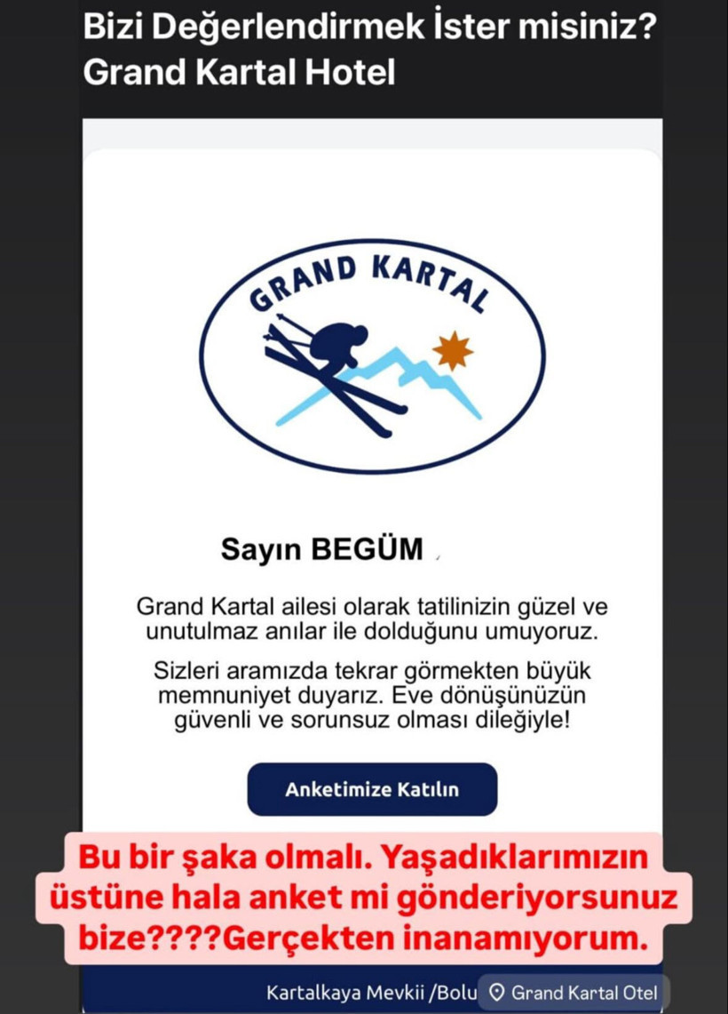 Grand Kartal Otel'den misafirlere “değerlendirme” anketi! Otomatik mesaj çileden çıkardı - Resim : 1