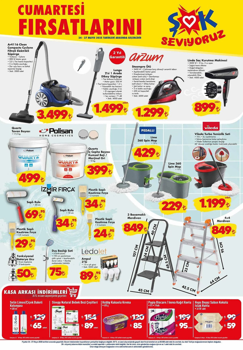 ŞOK 24-27 MAYIS 2025 AKTÜEL KATALOĞU: ŞOK'a 2'si 1 arada dikey süpürge geliyor! - Resim: 2