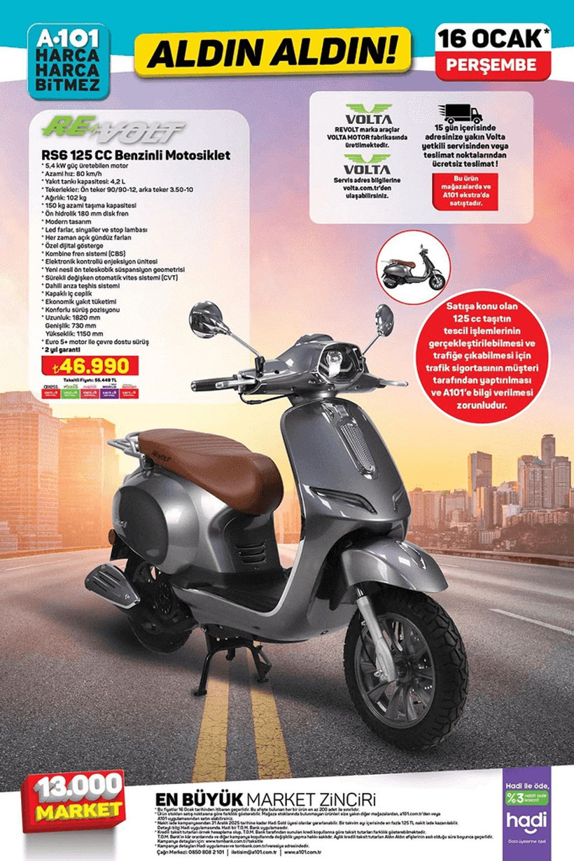 A101 ALDIN ALDIN KATALOĞU: 16 Ocak 2025 itibarıyla A101'e benzinli motosiklet geliyor! - Resim: 3
