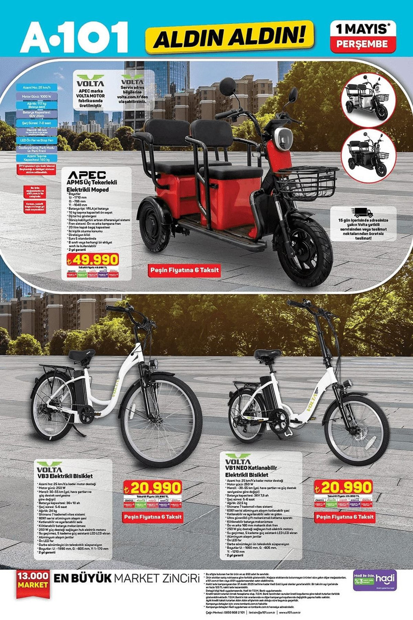 A101 26 NİSAN-2 MAYIS 2025 ALDIN ALDIN KATALOĞU: A101'e üç tekerlekli elektrikli moped geliyor! - Resim: 11