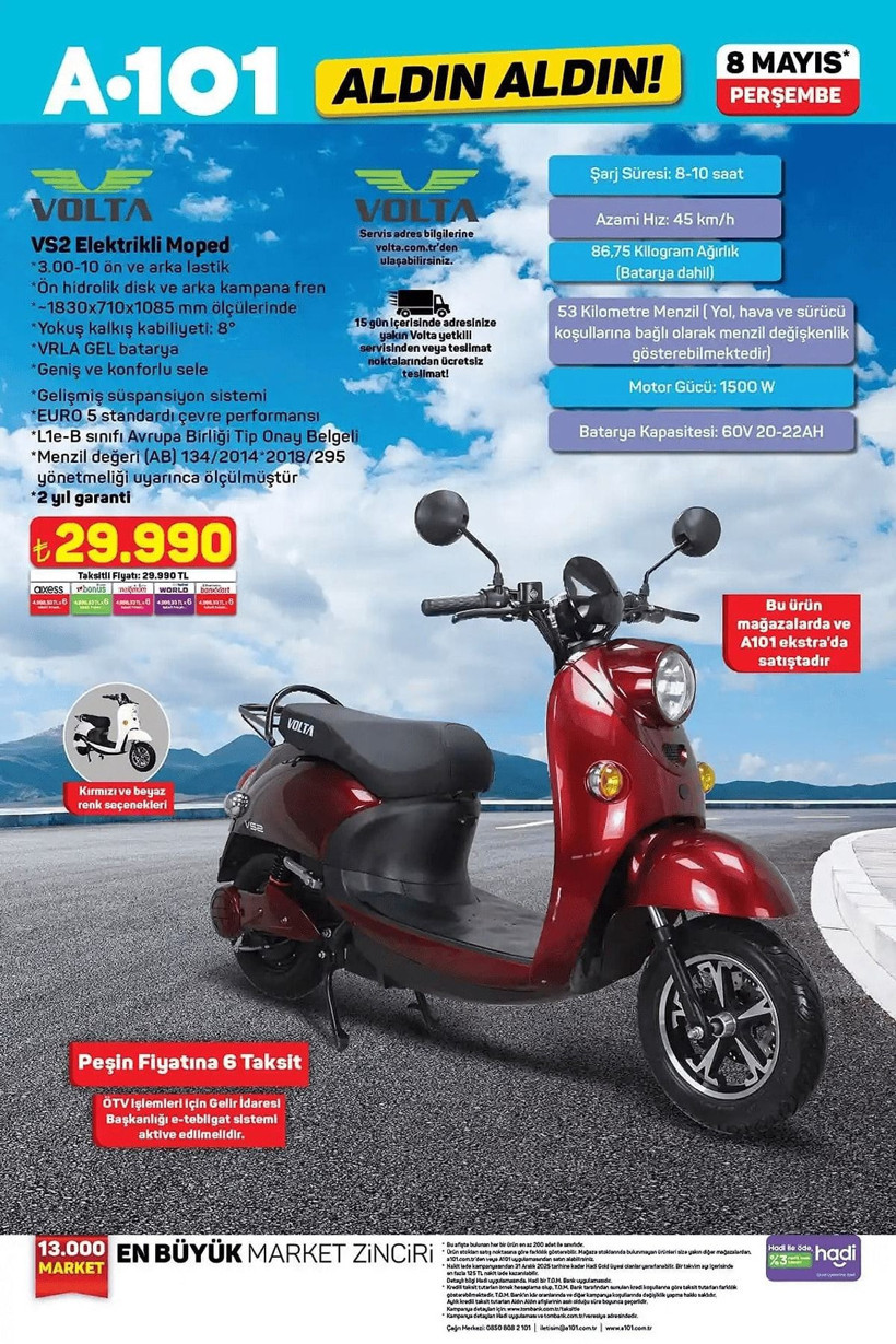 A101 8 MAYIS 2025 ALDIN ALDIN KATALOĞU: A101'e elektrikli moped geliyor! - Resim: 3