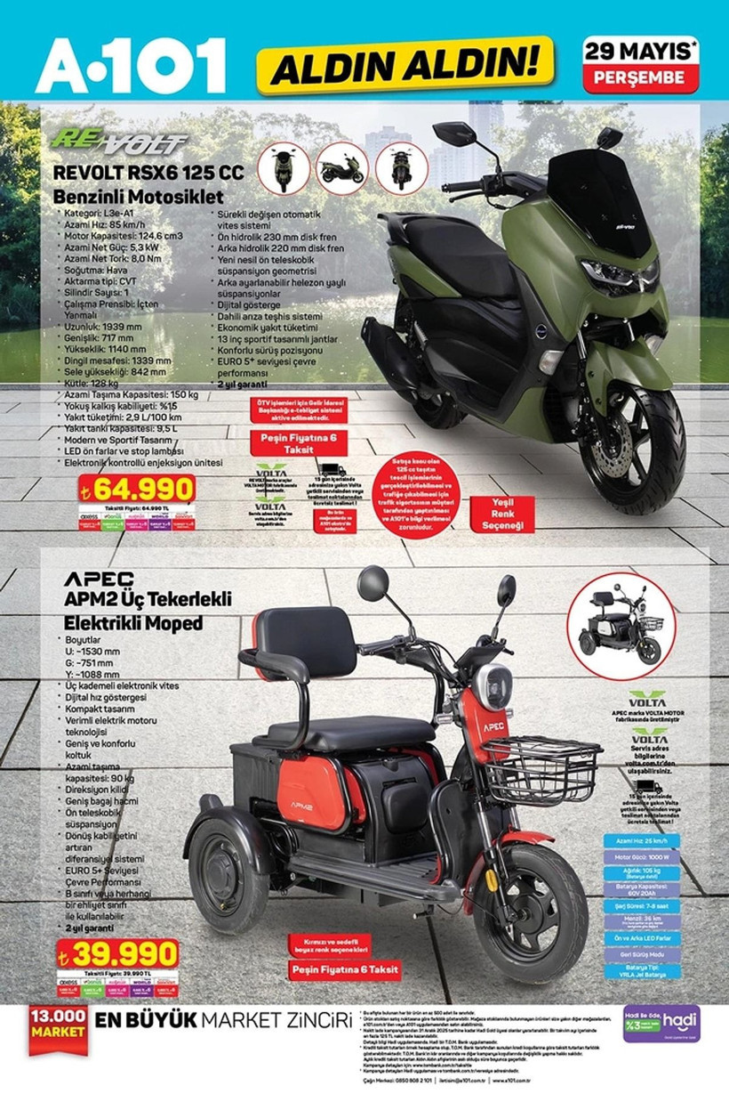 A101 29 MAYIS 2025 ALDIN ALDIN KATALOĞU: A101'e 3 tekerlekli elektrikli moped geliyor! - Resim: 5