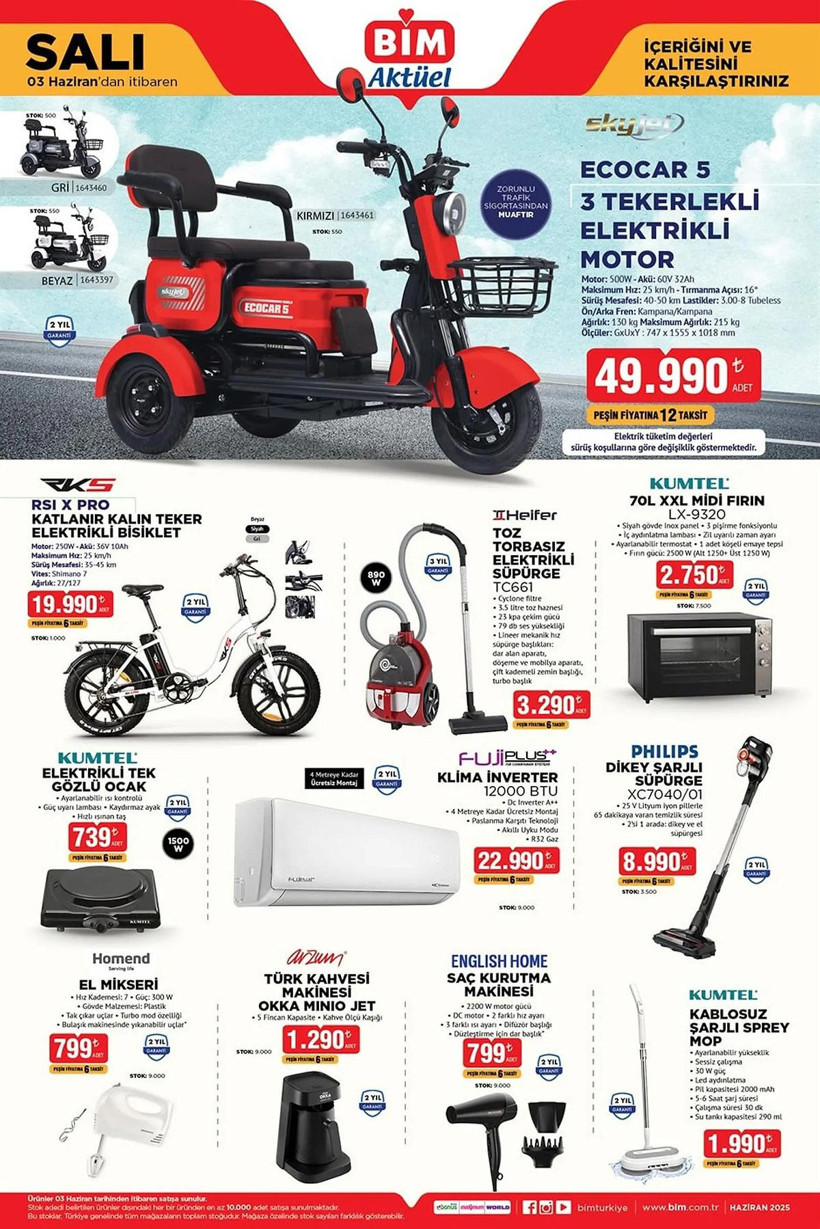 BİM 3 HAZİRAN 2025 AKTÜEL KATALOĞU: BİM'e 3 tekerlekli elektrikli motor geliyor! - Resim: 3