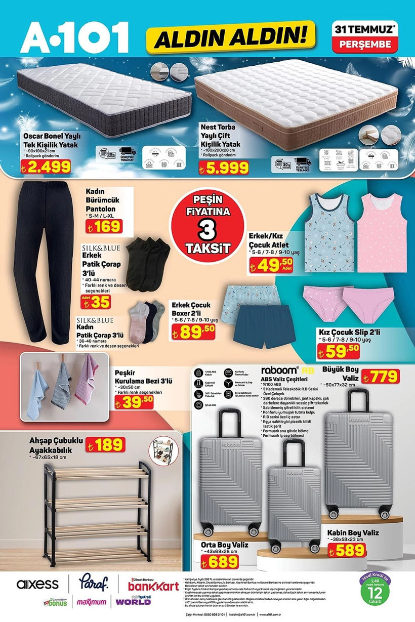 A101 31 TEMMUZ 205 ALDIN ALDIN KATALOĞU: A101'e çift kişilik yatak geliyor! - Resim: 8