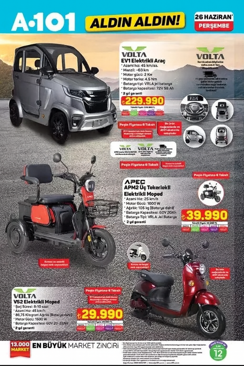 A101 26 HAZİRAN 2025 ALDIN ALDIN KATALOĞU: A101'e elektrikli araç geliyor! - Resim: 2