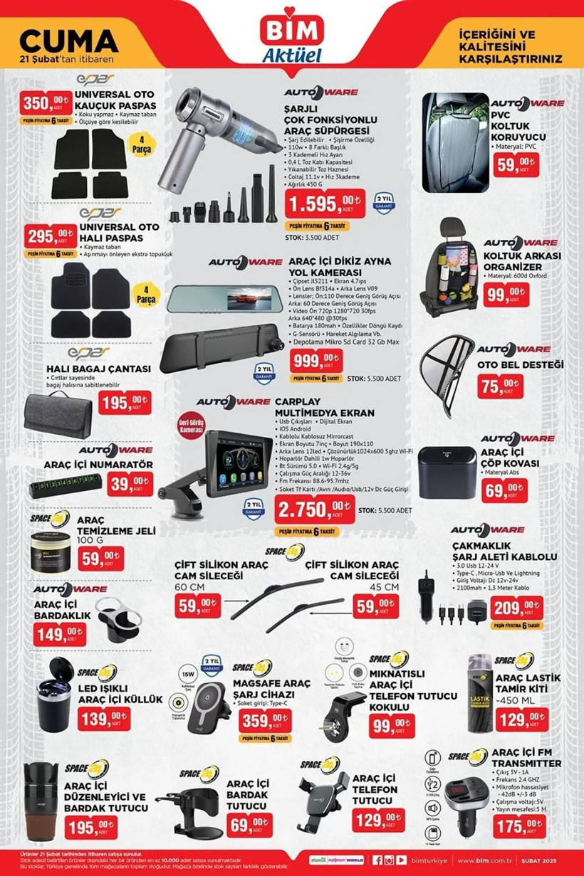 BİM 21 ŞUBAT 2025 AKTÜEL KATALOĞU YAYIMLANDI: BİM'e Oto Ürünleri Geliyor! - Resim: 1
