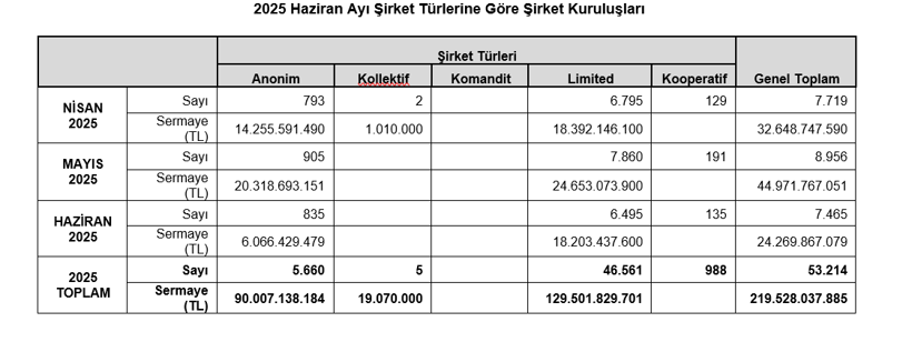 TOBB açıkladı: 2025’in ilk yarısında Türkiye’de kurulan şirket sayısında düşüş! - Resim : 2