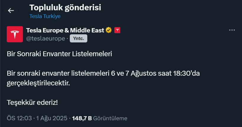 Tesla Türkiye tarihi duyurdu! Model Y'nin Türkiye satışları ne zaman başlayacak? - Resim : 1