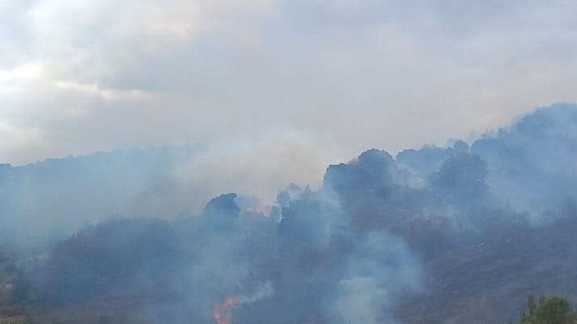Çanakkale'de yangın! Söndürme çalışmalarına rüzgar engeli...