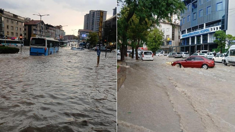 Ankara'yı sel vurdu! Araçlar yollarda sürüklendi