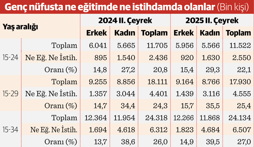 Türkiye’de 6,5 milyon genç ne eğitimde ne işte - Resim : 2