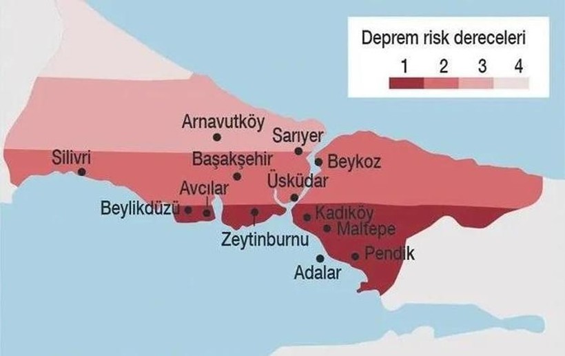 İstanbul deprem risk haritası güncel 2025... Birinci, ikinci ve üçüncü derece riskli bölgeler hangileri... - Resim : 1