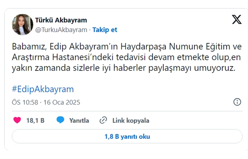 Edip Akbayram'ın kızı sanatçının son sağlık durumunu açıkladı - Resim : 1