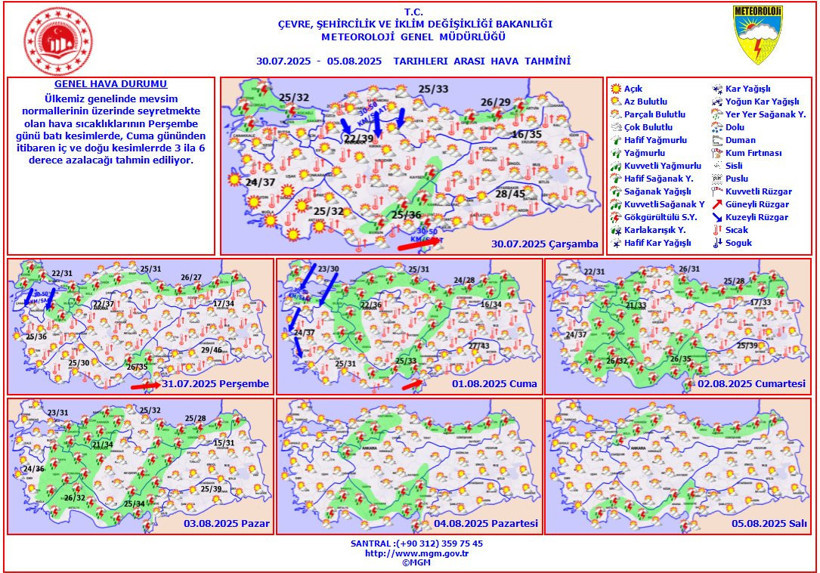 Meteoroloji duyurdu: Sıcaklıklar düşüşe geçiyor, yağışlar ve serinleme kapıda! | 30 TEMMUZ HAVA DURUMU - Resim : 1