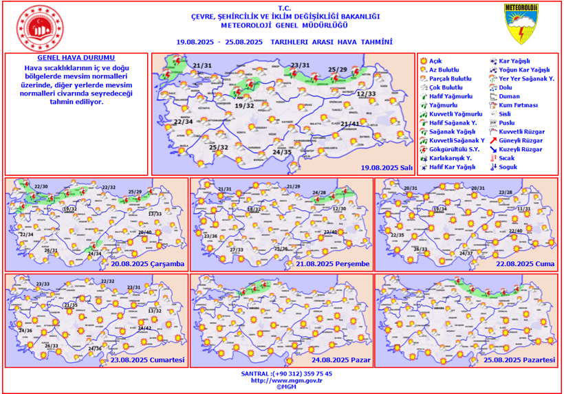 Sıcaklıklar normalin üstüne yükseliyor! Meteoroloji açıkladı: Bu hafta hava nasıl olacak? | 19 AĞUSTOS HAVA DURUMU - Resim : 1