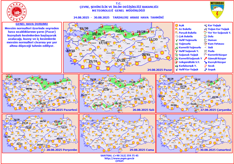 Meteoroloji açıkladı: Yeni hafta yağışla başlıyor! Sıcaklıklar düşüşe geçecek | 24 AĞUSTOS HAVA DURUMU - Resim : 1