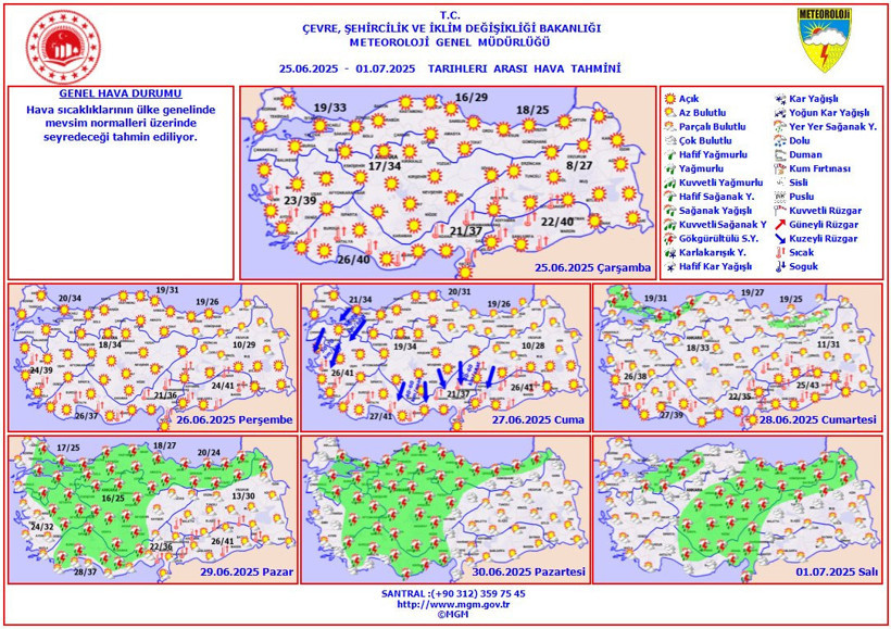 Meteoroloji tarih vererek açıkladı! Sıcaklıklar yağmurla birlikte düşecek | 26 HAZİRAN HAVA DURUMU - Resim : 1