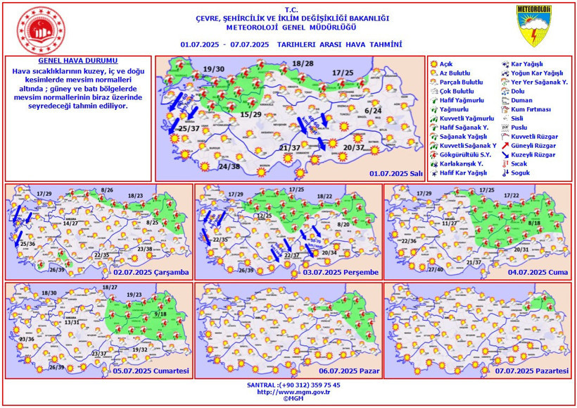 Meteoroloji uyardı! Bazı bölgelerde sıcaklık 40 dereceye yaklaşacak | 1 TEMMUZ HAVA DURUMU - Resim : 1