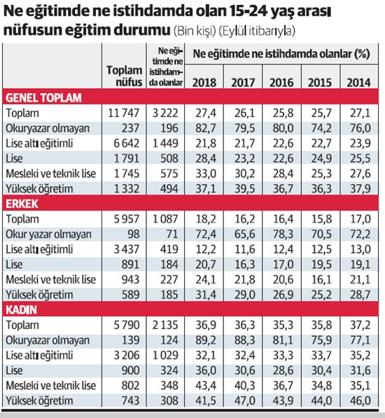 Genç nüfusun dörtte birden fazlası ne okuyor, ne çalışıyor - Resim : 1