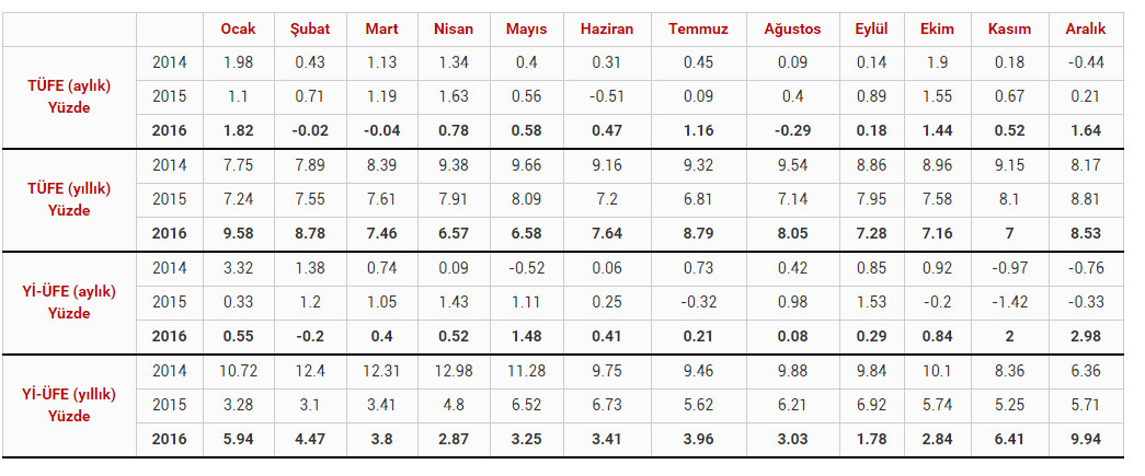 Enflasyon 2016 yılında yüzde 8.53 oldu - Resim : 2