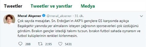 Akşener'den Erdoğan'a taraftar eleştirisi - Resim : 1