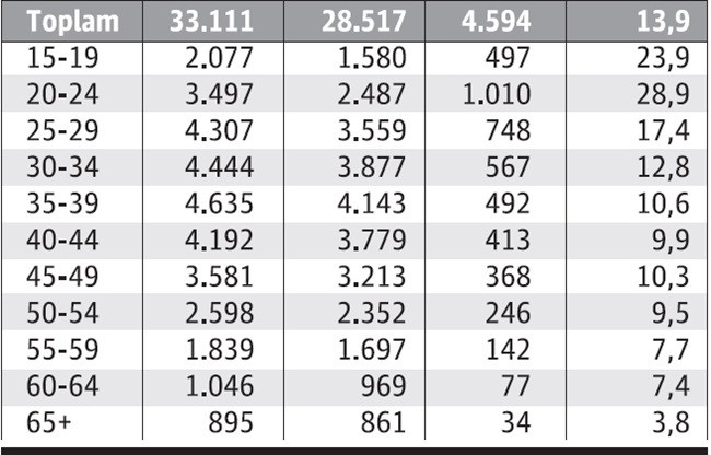 İşte tüm yaş gruplarına göre işsizlik tablomuz... - Resim : 3